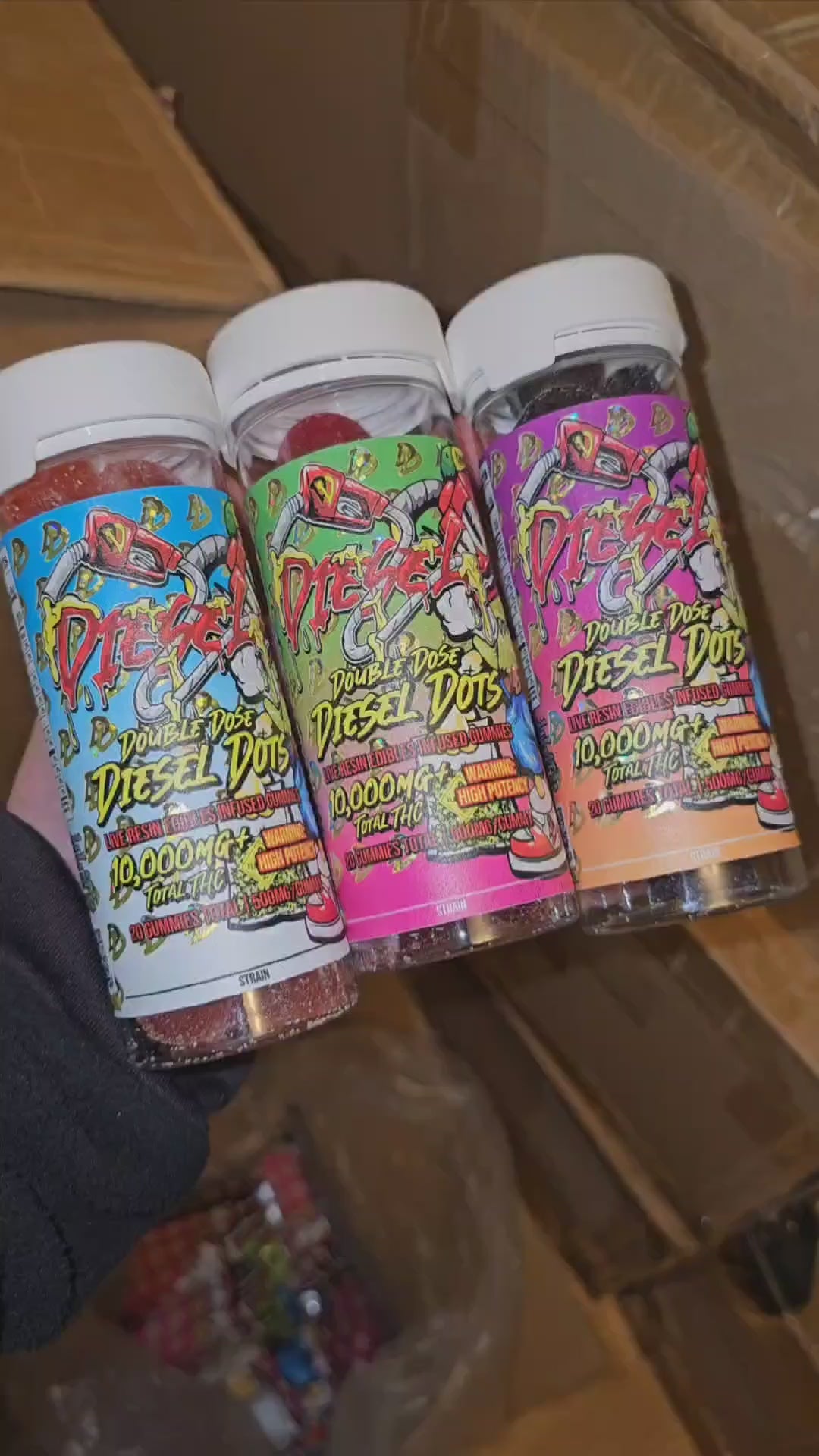 Load video: Double Dose Diesel Dots | 10,000+mg | THC Edibles