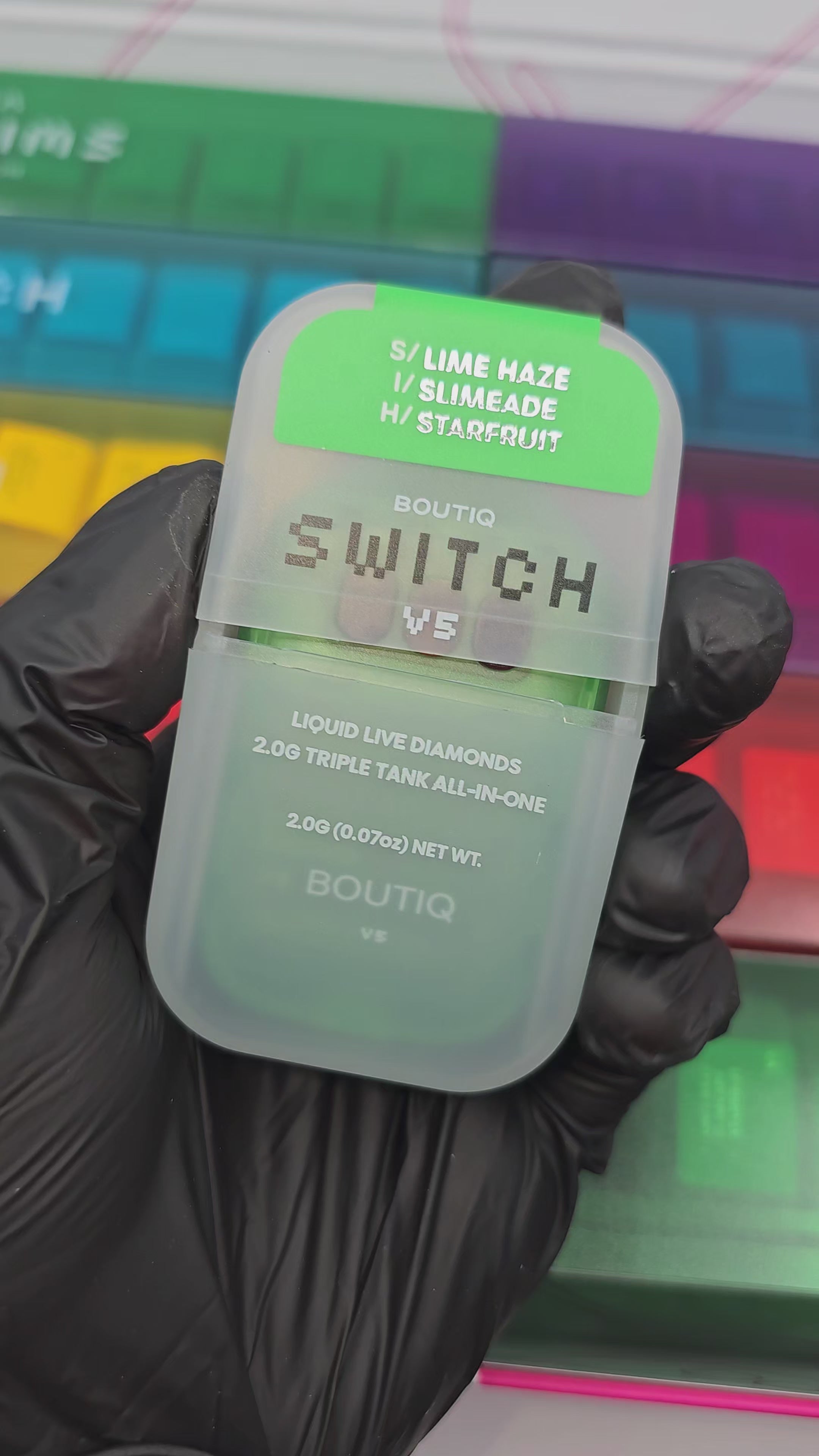 Load video: Boutiq Switch | V5 | Triple Strain | Live Resin | 2g Disposable | Vape Cart